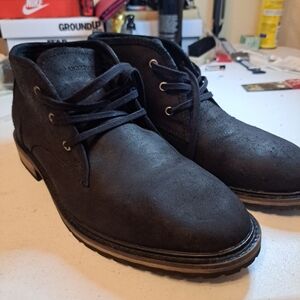 Andrew Marc Woodside Chukka Boots Mens Size 9 Black Leather Lace Up